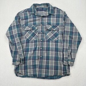 Northeast Outfitters Paid Button Up Shirt‎ Men's Size Large Blue Western Flannel